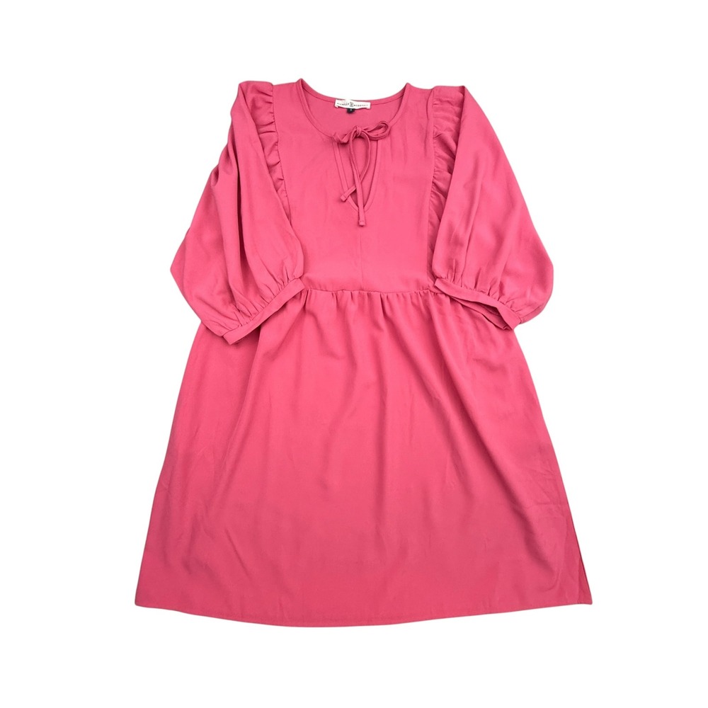 Michelle McDowell Dress Women Small Pink Babydoll Ruffle Sleeve Tie Neck Preppy